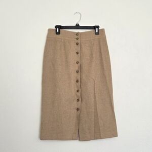 Talbots Camel-Hair Button-Front Skirt Made In Italy Size 8